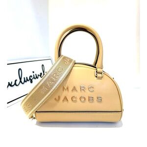 Marc Jacobs Beige Dome Satchel with Branded Strap